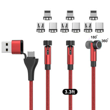 Cargar imagen en el visor de la galería, N. NETDOT Magnetic Charging Cable,6in1 Gen12 (3.3ft/3 pack red) 18W Fast Charging Magnetic Phone Charger,USB-A and USB-C Magnetic charger for USB-C ,Micro USB and i-Product