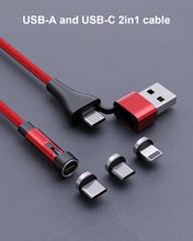 Cargar imagen en el visor de la galería, N. NETDOT Magnetic Charging Cable,6in1 Gen12 (3.3ft/3 pack red) 18W Fast Charging Magnetic Phone Charger,USB-A and USB-C Magnetic charger for USB-C ,Micro USB and i-Product