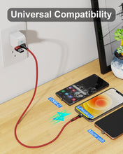 Cargar imagen en el visor de la galería, N. NETDOT Magnetic Charging Cable,6in1 Gen12 (3.3ft/3 pack red) 18W Fast Charging Magnetic Phone Charger,USB-A and USB-C Magnetic charger for USB-C ,Micro USB and i-Product