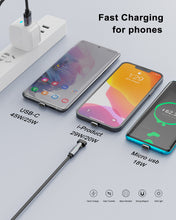 Charger l'image dans la galerie, N. NETDOT USB-C to USB-C Magnetic Charging Cable,Gen14 3in1 100W Fast Charging Type-C Magnetic Charger and Data Transfer cable for USB-C,Micro USB Phones,Laptop and i-Products - 3 black 6.6ft
