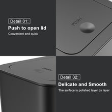 Charger l'image dans la galerie, N. NETDOT 3 Pack 10 Liter Small Trash Can with lid, 2.6 Gallon,Garbage Can Slim Trash Bin Waste Basket for Bathroom,Kitchen,Bedroom,Living Room,Office,Laundry - Black