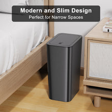 Lade das Bild in den Galerie-Viewer, N. NETDOT 3 Pack 10 L/2.6 Gal Bathroom Trash Can with Lid, Small Kitchen Trash Can with Press Type Lid, Black Trash Can/Slim Garbage Cans/Trash Bin/Waste Basket for Bathroom,Kitchen,Office,Bedroom