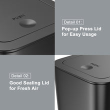 Lade das Bild in den Galerie-Viewer, N. NETDOT 3 Pack 10 L/2.6 Gal Bathroom Trash Can with Lid, Small Kitchen Trash Can with Press Type Lid, Black Trash Can/Slim Garbage Cans/Trash Bin/Waste Basket for Bathroom,Kitchen,Office,Bedroom