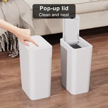 Load image into Gallery viewer, NetDot Bathroom Trash Can with Lid 3 Pack Set, 2 Packs 3.4Gal 13L Slim Kitchen Trash Can and 1 Pack 2.6Gal 10L Garbage Can,Small Trash Can/ Trash Bin/Waste Basket for Bedroom,Office(Cream,3 Pack)
