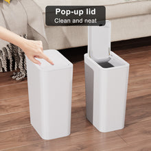 Load image into Gallery viewer, NetDot Bathroom Trash Can with Lid 3 Pack Set, 2 Packs 3.4Gal 13L Slim Kitchen Trash Can and 1 Pack 2.6Gal 10L Garbage Can,Small Trash Can/ Trash Bin/Waste Basket for Bedroom,Office(Cream,3 Pack)