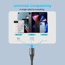 Charger l'image dans la galerie, Magnetic Charging Cable, N. NETDOT Gen10 3 Pack (6.6ft) 3in1 Max 18W Fast Charging Magnetic Phone Charger and Data Transfer Magnetic charger for Micro USB, USB-C / Type c and i-Product
