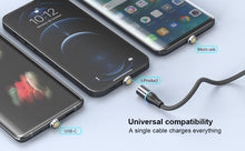 Load image into Gallery viewer, Magnetic Charging Cable,N. NETDOT Gen12 6 Pack (1/1/3.3/3.3/6.6/6.6ft) 3in1 Max 18W Fast Charging Magnetic Phone Charger and Data Transfer Magnetic charger for Micro USB, USB-C / Type c and i-Product