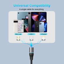 Load image into Gallery viewer, Magnetic Charging Cable,N. NETDOT Gen12 6 Pack (1/1/3.3/3.3/6.6/6.6ft) 3in1 Max 18W Fast Charging Magnetic Phone Charger and Data Transfer Magnetic charger for Micro USB, USB-C / Type c and i-Product