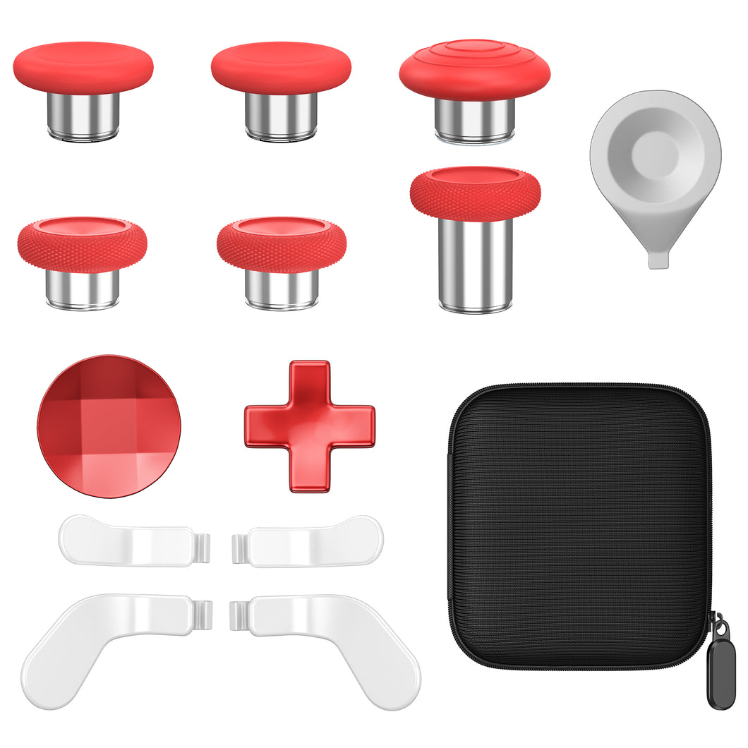 N. NETDOT 14 in 1 Accessories Kit for Xbox Elite Series 2 Controller, Full Set of Thumbsticks Replacements for Xbox Elite 2 Core with 6 Swap Joysticks,4 Paddles, 2 D-Pads, 1 Tool and 1 Bag (Red+White)