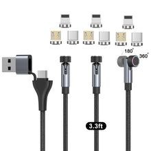 Lade das Bild in den Galerie-Viewer, NetDot Magnetic Charging Cable,6in1 Gen12 (3.3ft/3 pack black) 18W Fast Charging Magnetic Phone Charger,USB-A and USB-C Magnetic charger for USB-C ,Micro USB and i-Product
