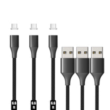 Load image into Gallery viewer, N. NETDOT Magnetic Charging Cable, Gen10 Nylon Braided Magnetic Phone Charger Compatible with USB-C,Type C Devices and Phones (6.6ft/3 Pack Black)
