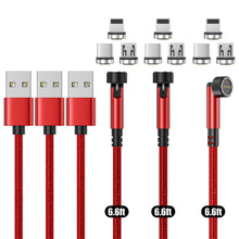 Cargar imagen en el visor de la galería, N. NETDOT Gen12 3in1 Magnetic Charging Cable [6.6ft,3 Pack Red], Fast Charging Data Transfer Cable Compatible with Smartphones,Headphones,Kindle and More
