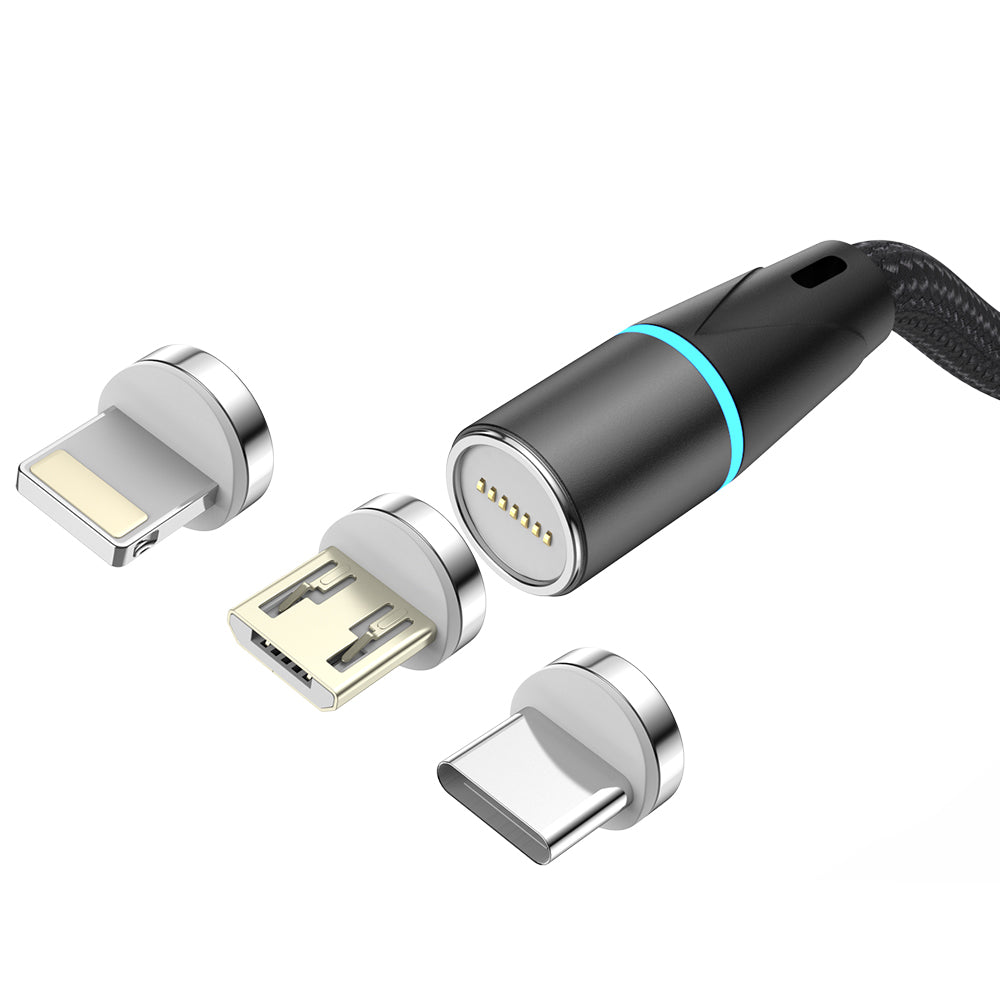 NetDot Cavo Magnetico 12a Gen. - 3x1.5m, 2 Connettori (Micro-USB/USB-C), Ricarica Rapida 3A E Trasferimento Dati