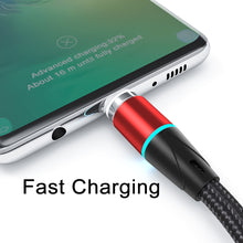 Charger l&#39;image dans la galerie, NetDot 3in1 Gen12 Magnetic Fast Charging Data Transfer Cable compatible with Micro USB &amp; USB-C smartphones and iPhone [5ft/1.5m,3 pack red]
